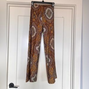 Vintage Early 70s Miami Originals Paisley High Rise Boho Disco Flare Pants Sz 8